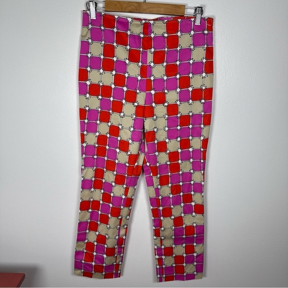 Trina Turk Lahaina Cropped Geometric Multicolor Pants Size 4 Stretch Vacation - Picture 2 of 10